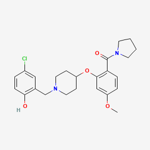 molecular formula C24H29ClN2O4 B6067221 4-chloro-2-({4-[5-methoxy-2-(1-pyrrolidinylcarbonyl)phenoxy]-1-piperidinyl}methyl)phenol 