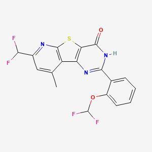 molecular formula C18H11F4N3O2S B6067222 2-[2-(difluoromethoxy)phenyl]-7-(difluoromethyl)-9-methylpyrido[3',2':4,5]thieno[3,2-d]pyrimidin-4(3H)-one 