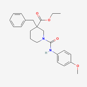 molecular formula C23H28N2O4 B6067231 ethyl 3-benzyl-1-{[(4-methoxyphenyl)amino]carbonyl}-3-piperidinecarboxylate 
