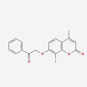 molecular formula C18H13IO4 B6067237 8-iodo-4-methyl-7-(2-oxo-2-phenylethoxy)-2H-chromen-2-one 