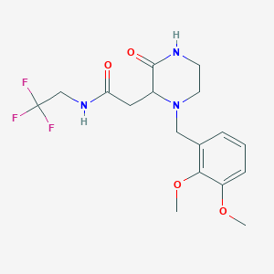 molecular formula C17H22F3N3O4 B6067245 2-[1-(2,3-dimethoxybenzyl)-3-oxo-2-piperazinyl]-N-(2,2,2-trifluoroethyl)acetamide 