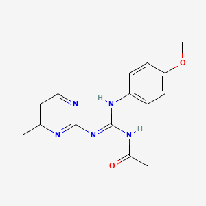 molecular formula C16H19N5O2 B6067264 N-{[(4,6-dimethyl-2-pyrimidinyl)amino][(4-methoxyphenyl)amino]methylene}acetamide 