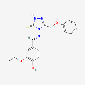 molecular formula C18H18N4O3S B6067278 2-ethoxy-4-({[3-mercapto-5-(phenoxymethyl)-4H-1,2,4-triazol-4-yl]imino}methyl)phenol 