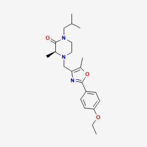 molecular formula C22H31N3O3 B6067280 (3S*)-4-{[2-(4-ethoxyphenyl)-5-methyl-1,3-oxazol-4-yl]methyl}-1-isobutyl-3-methyl-2-piperazinone 