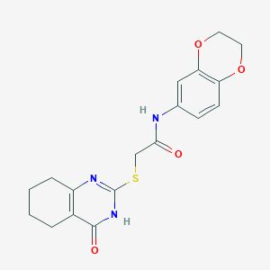 molecular formula C18H19N3O4S B6067288 N-(2,3-dihydro-1,4-benzodioxin-6-yl)-2-[(4-oxo-3,4,5,6,7,8-hexahydro-2-quinazolinyl)thio]acetamide 