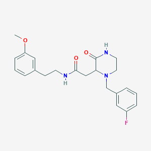 molecular formula C22H26FN3O3 B6067310 2-[1-(3-fluorobenzyl)-3-oxo-2-piperazinyl]-N-[2-(3-methoxyphenyl)ethyl]acetamide 