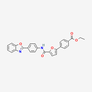 molecular formula C27H20N2O5 B6067335 ethyl 4-[5-({[4-(1,3-benzoxazol-2-yl)phenyl]amino}carbonyl)-2-furyl]benzoate 