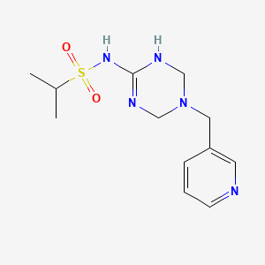 molecular formula C12H19N5O2S B6067343 N-[5-(3-pyridinylmethyl)-1,4,5,6-tetrahydro-1,3,5-triazin-2-yl]-2-propanesulfonamide 