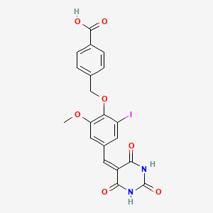 molecular formula C20H15IN2O7 B6067355 4-({2-iodo-6-methoxy-4-[(2,4,6-trioxotetrahydro-5(2H)-pyrimidinylidene)methyl]phenoxy}methyl)benzoic acid 
