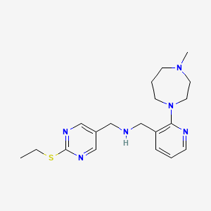 molecular formula C19H28N6S B6067387 1-[2-(ethylthio)-5-pyrimidinyl]-N-{[2-(4-methyl-1,4-diazepan-1-yl)-3-pyridinyl]methyl}methanamine 
