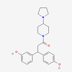 molecular formula C24H30N2O3 B6067403 3-{1-(4-hydroxyphenyl)-3-oxo-3-[4-(1-pyrrolidinyl)-1-piperidinyl]propyl}phenol 