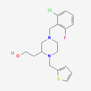 molecular formula C18H22ClFN2OS B6067429 2-[4-(2-chloro-6-fluorobenzyl)-1-(2-thienylmethyl)-2-piperazinyl]ethanol 