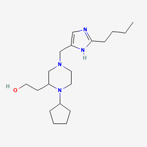 molecular formula C19H34N4O B6067503 2-{4-[(2-butyl-1H-imidazol-4-yl)methyl]-1-cyclopentyl-2-piperazinyl}ethanol 