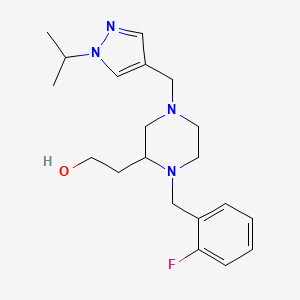 molecular formula C20H29FN4O B6067562 2-{1-(2-fluorobenzyl)-4-[(1-isopropyl-1H-pyrazol-4-yl)methyl]-2-piperazinyl}ethanol 