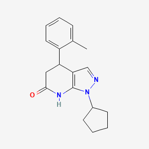 molecular formula C18H21N3O B6067613 1-cyclopentyl-4-(2-methylphenyl)-1,4,5,7-tetrahydro-6H-pyrazolo[3,4-b]pyridin-6-one 