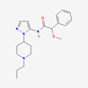 molecular formula C20H28N4O2 B6067643 2-methoxy-2-phenyl-N-[1-(1-propyl-4-piperidinyl)-1H-pyrazol-5-yl]acetamide 