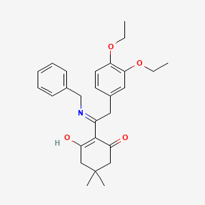 molecular formula C27H33NO4 B6067688 2-[1-(benzylamino)-2-(3,4-diethoxyphenyl)ethylidene]-5,5-dimethylcyclohexane-1,3-dione 