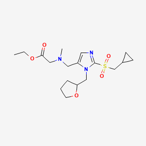 molecular formula C18H29N3O5S B6067799 ethyl N-{[2-[(cyclopropylmethyl)sulfonyl]-1-(tetrahydro-2-furanylmethyl)-1H-imidazol-5-yl]methyl}-N-methylglycinate 