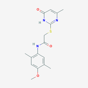 molecular formula C16H19N3O3S B6067838 N-(4-methoxy-2,5-dimethylphenyl)-2-[(4-methyl-6-oxo-1,6-dihydro-2-pyrimidinyl)thio]acetamide 