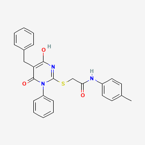 2-[(5-benzyl-4-hydroxy-6-oxo-1-phenyl-1,6-dihydro-2-pyrimidinyl)thio]-N-(4-methylphenyl)acetamide