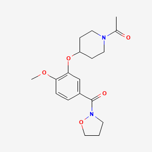 molecular formula C18H24N2O5 B6067890 1-acetyl-4-[5-(2-isoxazolidinylcarbonyl)-2-methoxyphenoxy]piperidine 