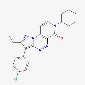 molecular formula C22H22ClN5O B6067891 3-(4-chlorophenyl)-7-cyclohexyl-2-ethylpyrazolo[5,1-c]pyrido[4,3-e][1,2,4]triazin-6(7H)-one 