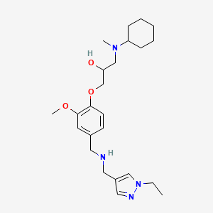 molecular formula C24H38N4O3 B6067906 1-[cyclohexyl(methyl)amino]-3-[4-({[(1-ethyl-1H-pyrazol-4-yl)methyl]amino}methyl)-2-methoxyphenoxy]-2-propanol 