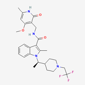 molecular formula C27H33F3N4O3 B606792 (R)-N-((4-甲氧基-6-甲基-2-氧代-1,2-二氢吡啶-3-基)甲基)-2-甲基-1-(1-(1-(2,2,2-三氟乙基)哌啶-4-基)乙基)-1H-吲哚-3-甲酰胺 CAS No. 1621862-70-1