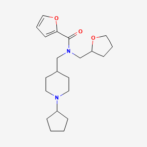 molecular formula C21H32N2O3 B6068011 N-[(1-cyclopentyl-4-piperidinyl)methyl]-N-(tetrahydro-2-furanylmethyl)-2-furamide 