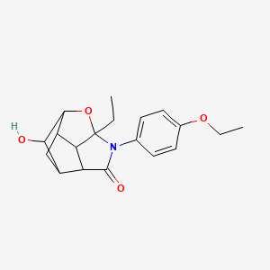 molecular formula C19H23NO4 B6068018 5-(4-ethoxyphenyl)-6-ethyl-9-hydroxy-7-oxa-5-azatetracyclo[6.3.0.0~2,6~.0~3,10~]undecan-4-one 