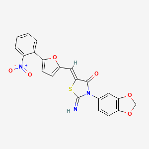 molecular formula C21H13N3O6S B6068024 3-(1,3-benzodioxol-5-yl)-2-imino-5-{[5-(2-nitrophenyl)-2-furyl]methylene}-1,3-thiazolidin-4-one 