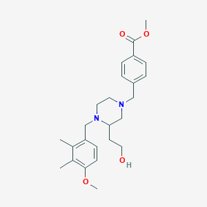 molecular formula C25H34N2O4 B6068040 methyl 4-{[3-(2-hydroxyethyl)-4-(4-methoxy-2,3-dimethylbenzyl)-1-piperazinyl]methyl}benzoate 
