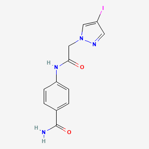 molecular formula C12H11IN4O2 B6068041 4-{[(4-iodo-1H-pyrazol-1-yl)acetyl]amino}benzamide 