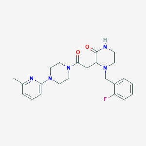 molecular formula C23H28FN5O2 B6068043 4-(2-fluorobenzyl)-3-{2-[4-(6-methyl-2-pyridinyl)-1-piperazinyl]-2-oxoethyl}-2-piperazinone 