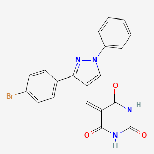 molecular formula C20H13BrN4O3 B6068062 5-{[3-(4-bromophenyl)-1-phenyl-1H-pyrazol-4-yl]methylene}-2,4,6(1H,3H,5H)-pyrimidinetrione 