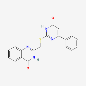 molecular formula C19H14N4O2S B6068076 2-{[(4-hydroxy-2-quinazolinyl)methyl]thio}-6-phenyl-4(3H)-pyrimidinone 