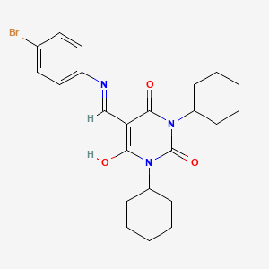 5-{[(4-bromophenyl)amino]methylene}-1,3-dicyclohexyl-2,4,6(1H,3H,5H)-pyrimidinetrione