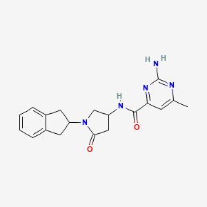 2-amino-N-[1-(2,3-dihydro-1H-inden-2-yl)-5-oxo-3-pyrrolidinyl]-6-methyl-4-pyrimidinecarboxamide