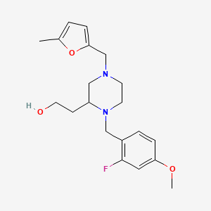 molecular formula C20H27FN2O3 B6068123 2-{1-(2-fluoro-4-methoxybenzyl)-4-[(5-methyl-2-furyl)methyl]-2-piperazinyl}ethanol 