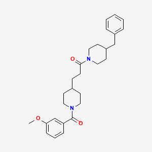 molecular formula C28H36N2O3 B6068203 4-benzyl-1-{3-[1-(3-methoxybenzoyl)-4-piperidinyl]propanoyl}piperidine 