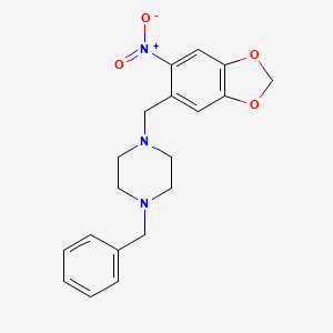 molecular formula C19H21N3O4 B6068254 1-benzyl-4-[(6-nitro-1,3-benzodioxol-5-yl)methyl]piperazine 