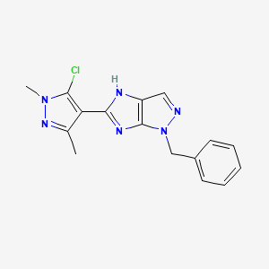 molecular formula C16H15ClN6 B6068267 1-benzyl-5-(5-chloro-1,3-dimethyl-1H-pyrazol-4-yl)-1,4-dihydroimidazo[4,5-c]pyrazole 