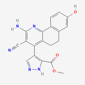 molecular formula C19H15N5O3 B6068284 methyl 4-(2-amino-3-cyano-8-hydroxy-5,6-dihydrobenzo[h]quinolin-4-yl)-1H-pyrazole-3-carboxylate 