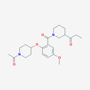 molecular formula C23H32N2O5 B6068338 1-(1-{2-[(1-acetyl-4-piperidinyl)oxy]-5-methoxybenzoyl}-3-piperidinyl)-1-propanone 