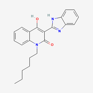 molecular formula C22H23N3O2 B6068345 3-(1H-benzimidazol-2-yl)-1-hexyl-4-hydroxy-2(1H)-quinolinone 