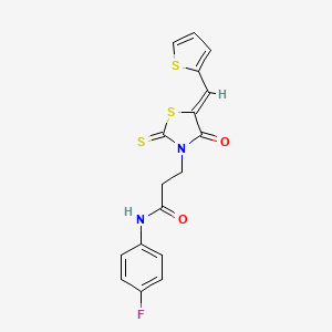 molecular formula C17H13FN2O2S3 B6068366 N-(4-fluorophenyl)-3-[4-oxo-5-(2-thienylmethylene)-2-thioxo-1,3-thiazolidin-3-yl]propanamide 