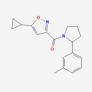 molecular formula C18H20N2O2 B6068441 5-cyclopropyl-3-{[2-(3-methylphenyl)-1-pyrrolidinyl]carbonyl}isoxazole 