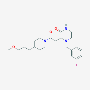 molecular formula C22H32FN3O3 B6068460 4-(3-fluorobenzyl)-3-{2-[4-(3-methoxypropyl)-1-piperidinyl]-2-oxoethyl}-2-piperazinone 