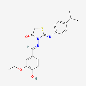 molecular formula C21H23N3O3S B6068466 3-[(3-ethoxy-4-hydroxybenzylidene)amino]-2-[(4-isopropylphenyl)imino]-1,3-thiazolidin-4-one 