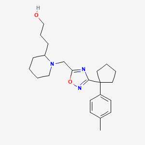 molecular formula C23H33N3O2 B6068474 3-[1-({3-[1-(4-methylphenyl)cyclopentyl]-1,2,4-oxadiazol-5-yl}methyl)-2-piperidinyl]-1-propanol 